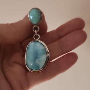 Silver and Blue Stone Dangle Pendant